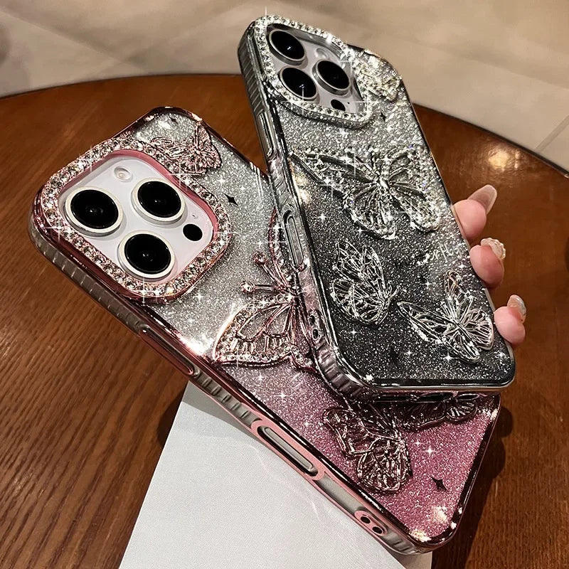 Butterfly Glitter Diamond Gradient Phone Case