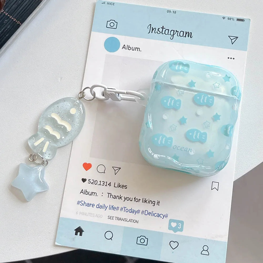 Blue Fish Star Airpods Case