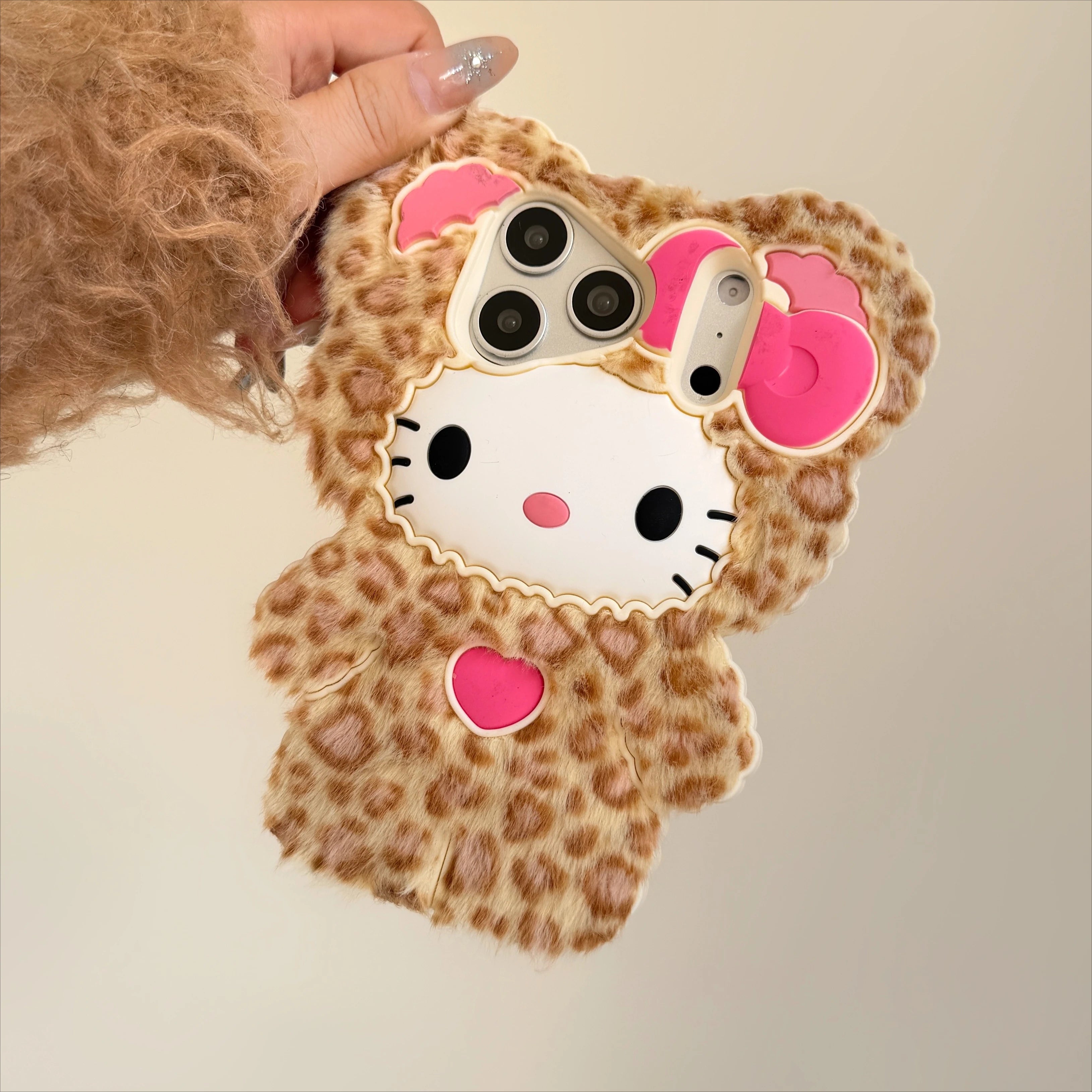 Fluffy Leopard Print Phone Case