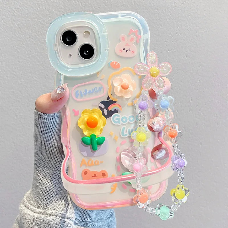 Flower Bracelet Chain Phone Holder Case