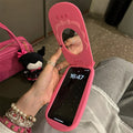 Cute 3D Pink Cellphone Flip Mirror Silicone Phone Case