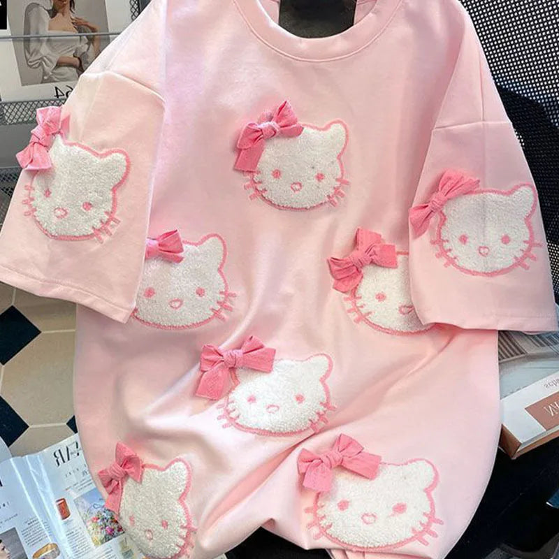 Pink Bow Kawaii T-Shirt Short Sleeve