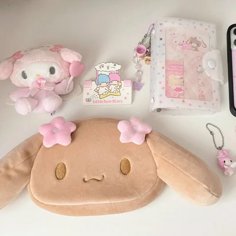 Mocha Brown Plush Storage Makeup Bag