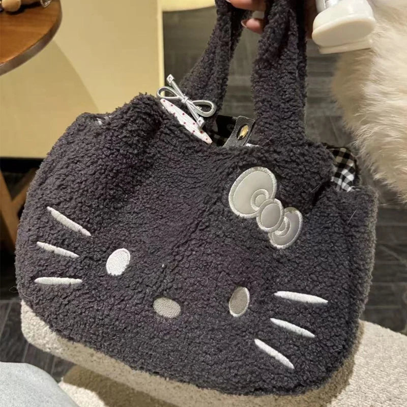 Kawaii Black Fuzzy Bag