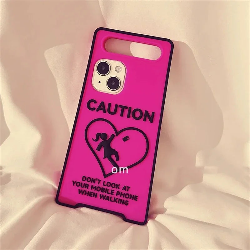 Glow-In-The-Dark Creative Funny Warning Sign Phone Case