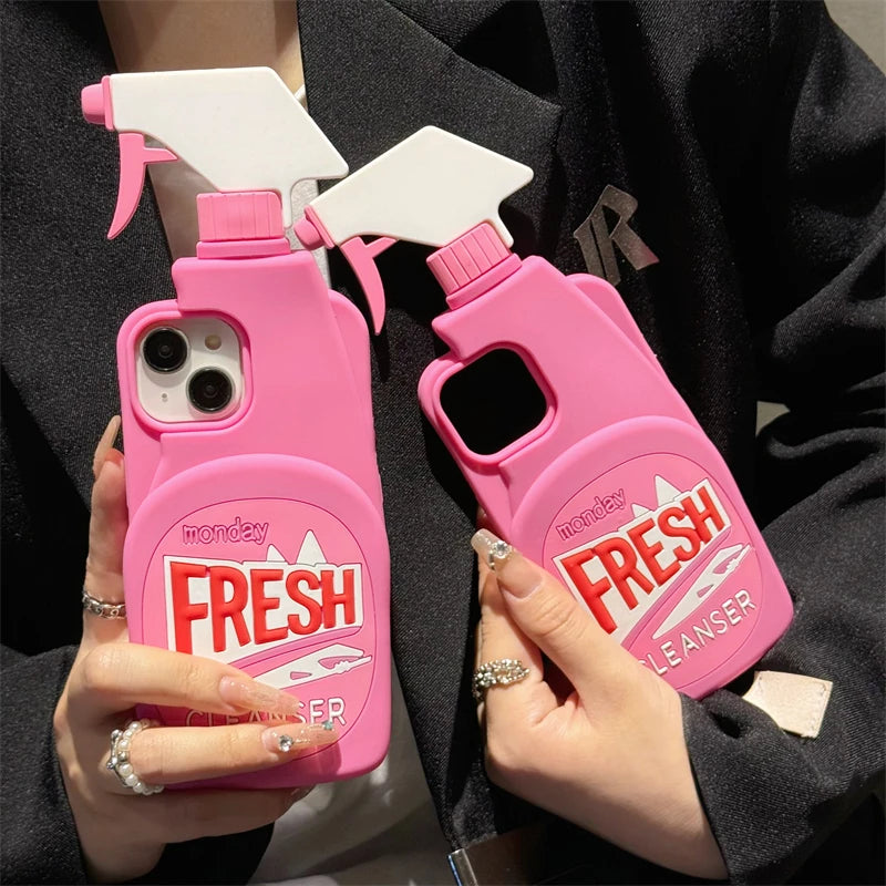 Fresh Pink Bottle 3D Cute Soft Silicone Phone Case