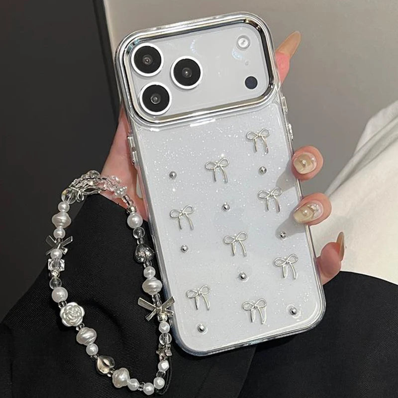 Silver Bow Bead Phone Case