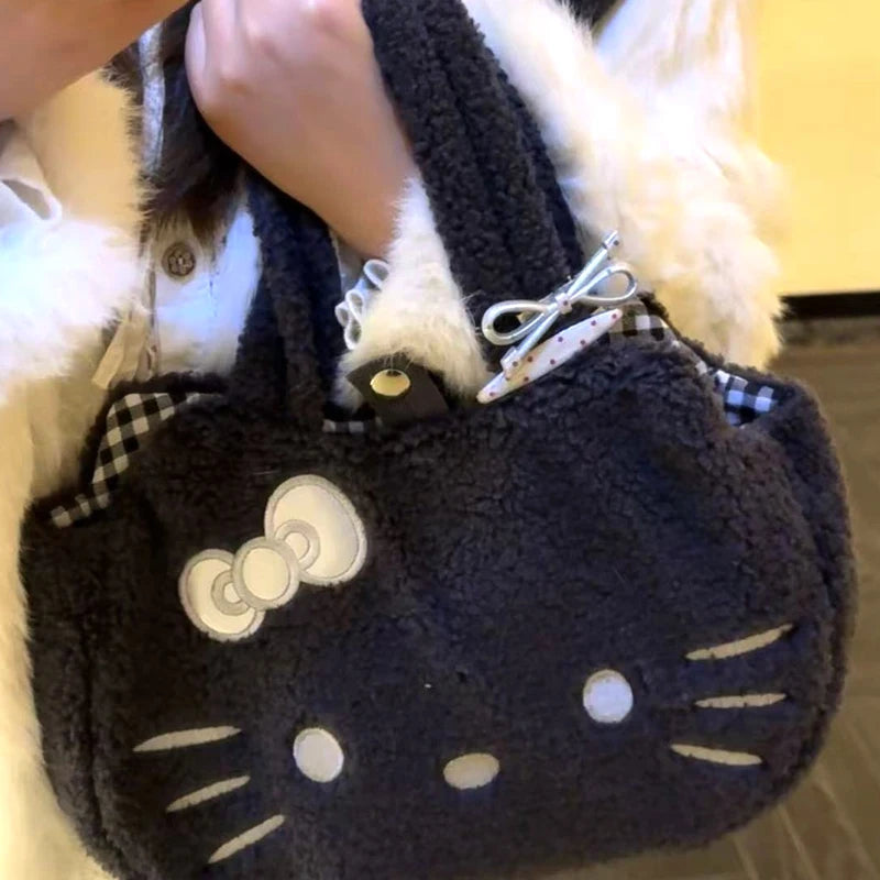 Kawaii Black Fuzzy Bag
