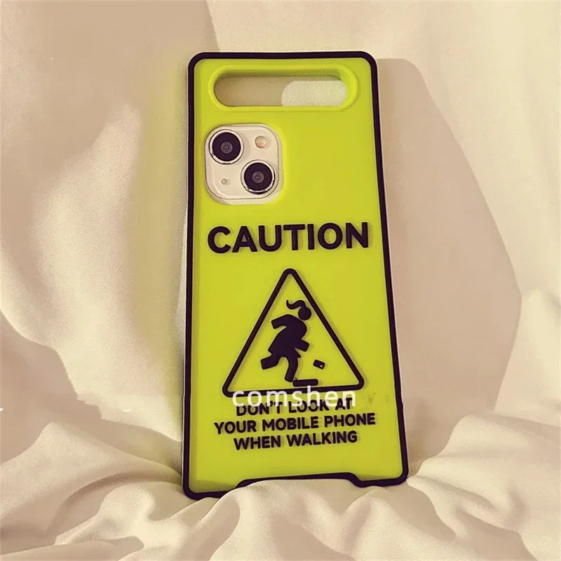 Glow-In-The-Dark Creative Funny Warning Sign Phone Case