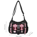 Gothic Punk Vintage Pink Cross Chains Crossbody Bag