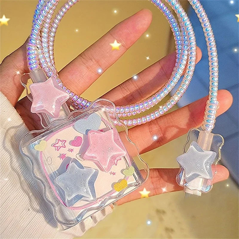 Kawaii 3D Star Heart Cable Protector Cover