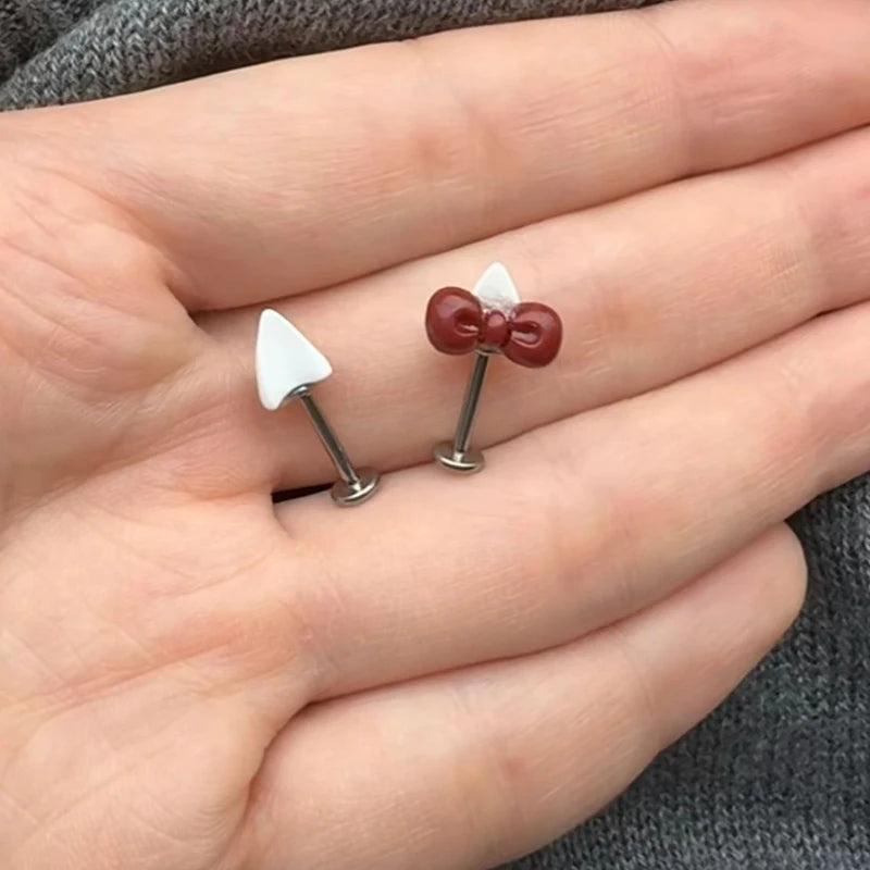 Heart Bow 2Pcs Earrings