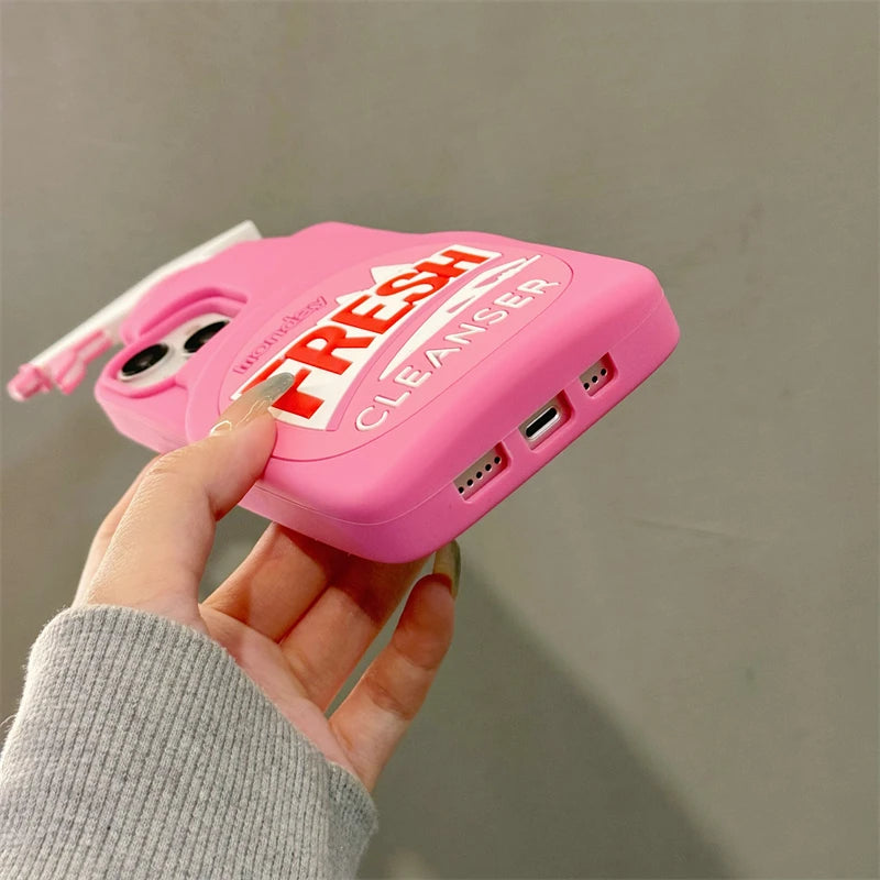 Fresh Pink Bottle 3D Cute Soft Silicone Phone Case