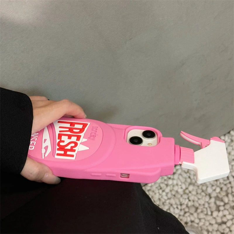 Fresh Pink Bottle 3D Cute Soft Silicone Phone Case