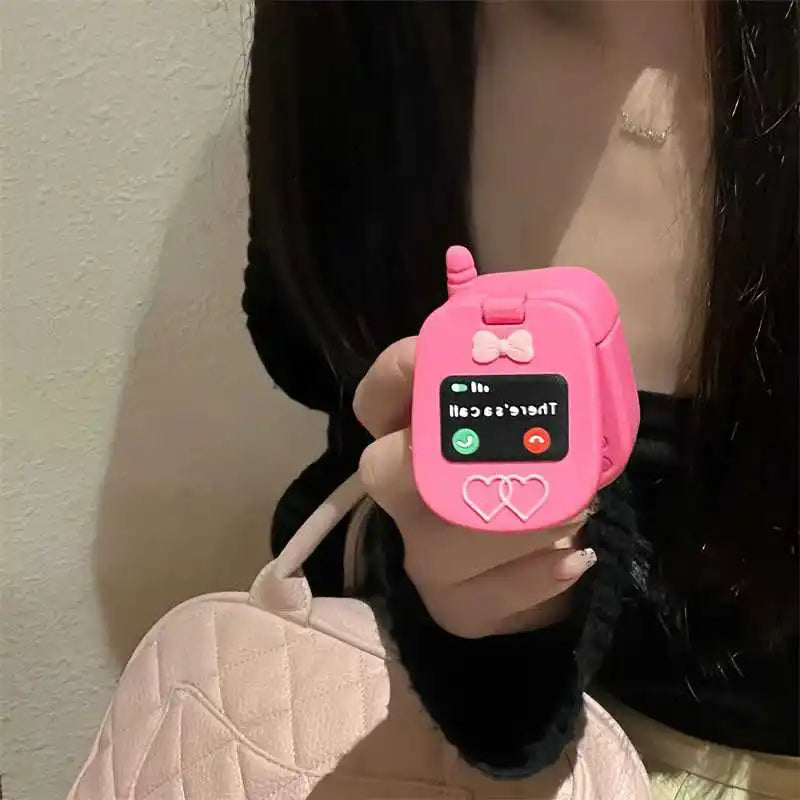 Cute Kawaii Cellphone Flip Mirror Silicone Airpods Case