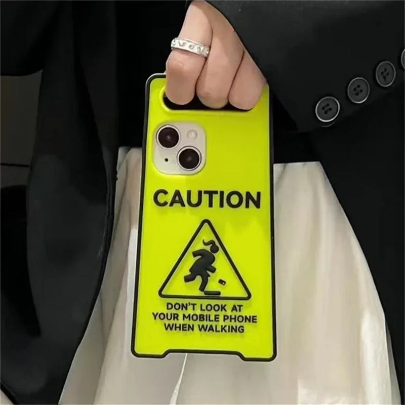 Glow-In-The-Dark Creative Funny Warning Sign Phone Case
