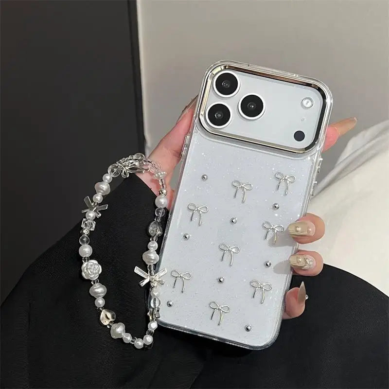 Silver Bow Bead Phone Case