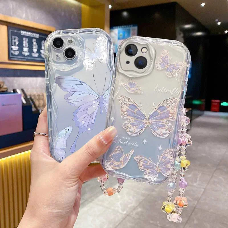 Butterfly Flower Wrist Chain Phone Case