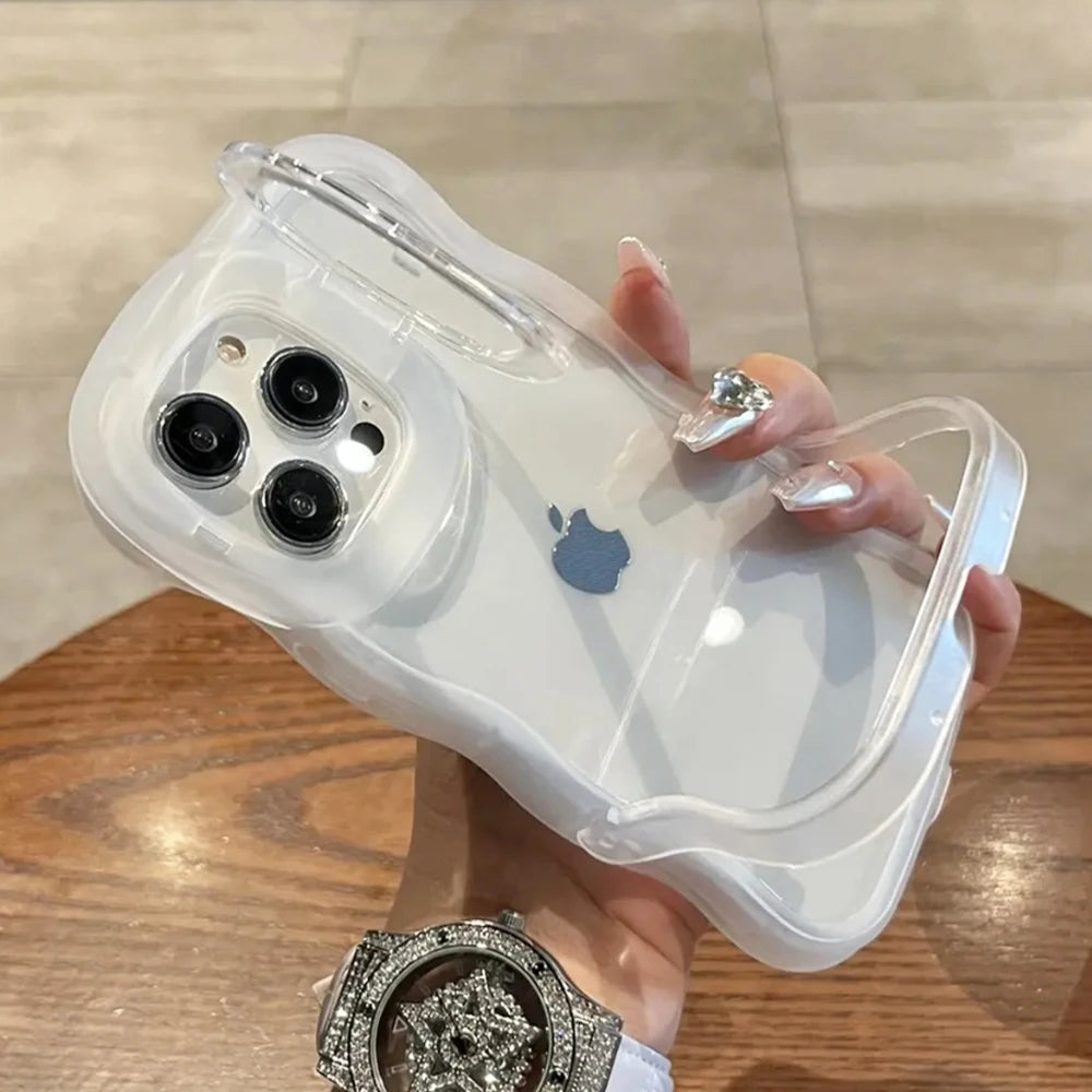 Folding Stand Wave Clear Phone Case