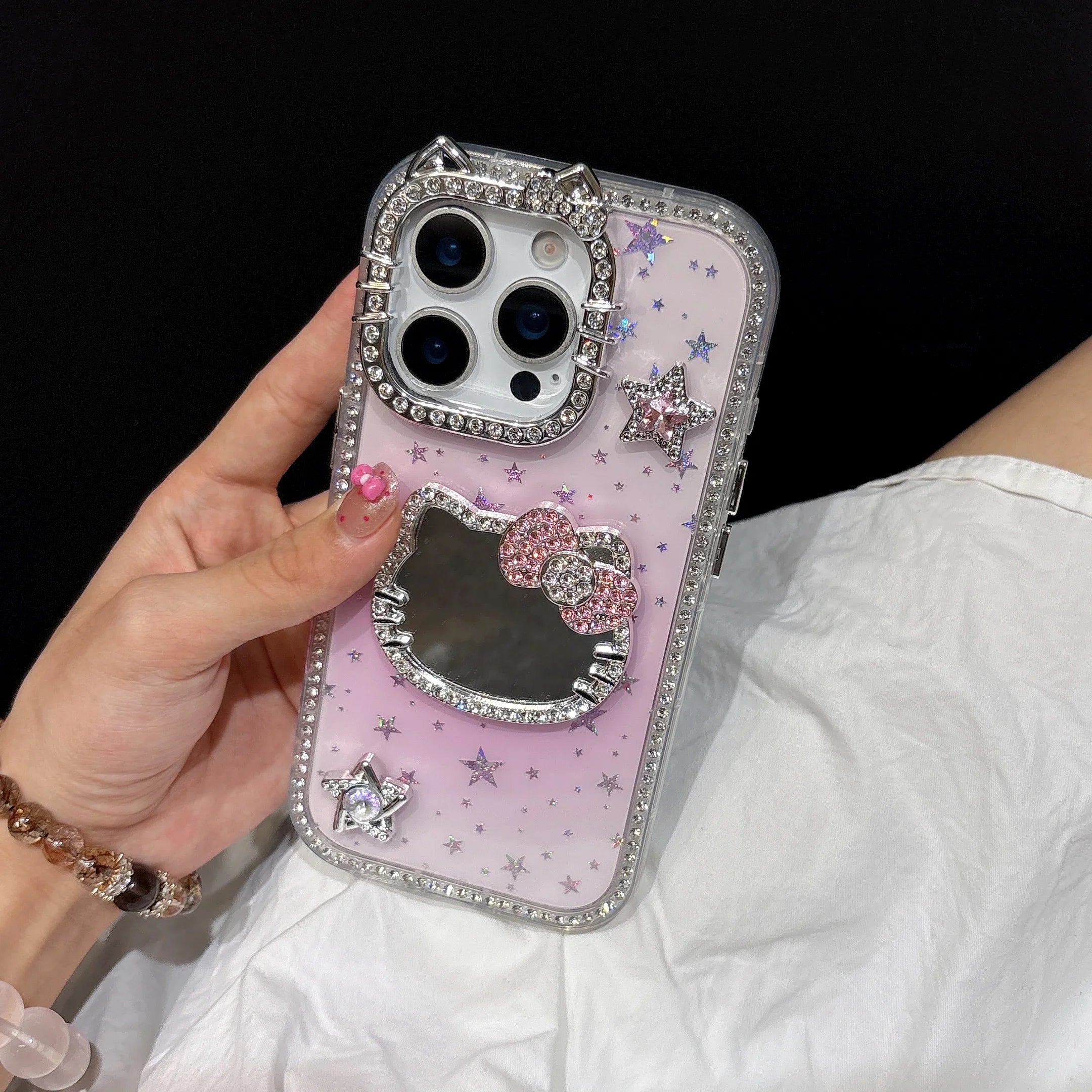 Makeup Mirror Bling Glitter Stars Phone Case