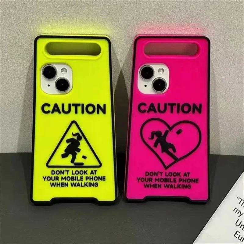 Glow-In-The-Dark Creative Funny Warning Sign Phone Case
