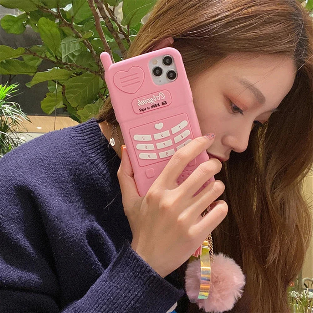 Pink Love Heart Telephone Phone Case