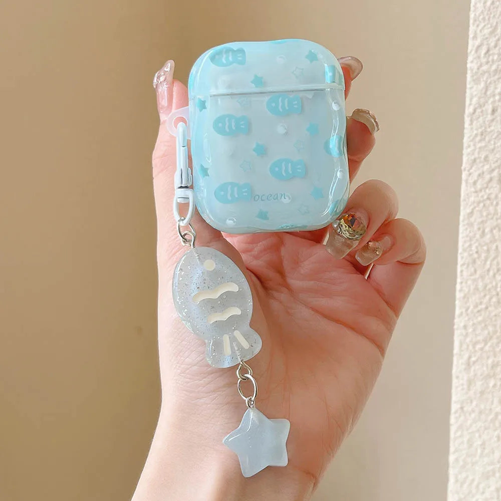 Blue Fish Star Airpods Case