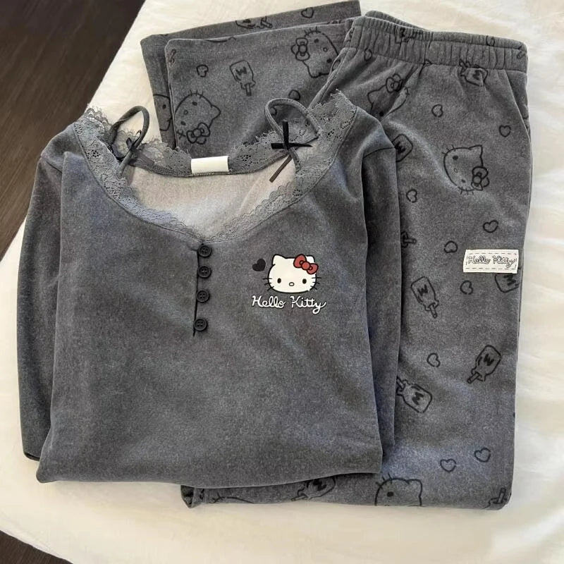 Gray & Pink / White Pajamas Set