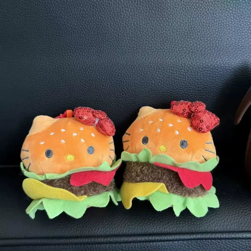 Cute Burger French Fries Ice Cream Charm Plush Keychain Pendant