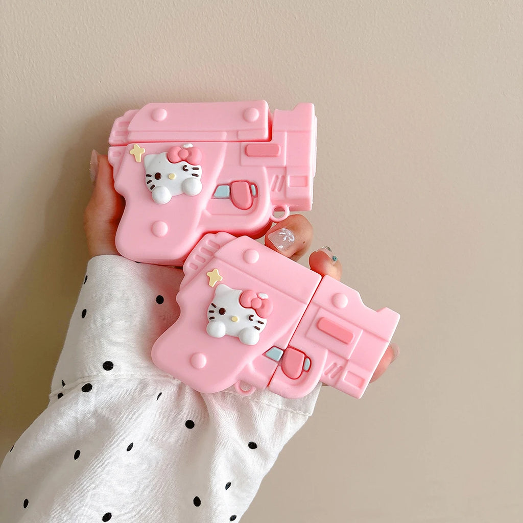 Pink Silicone Soft Gun Airpods Case