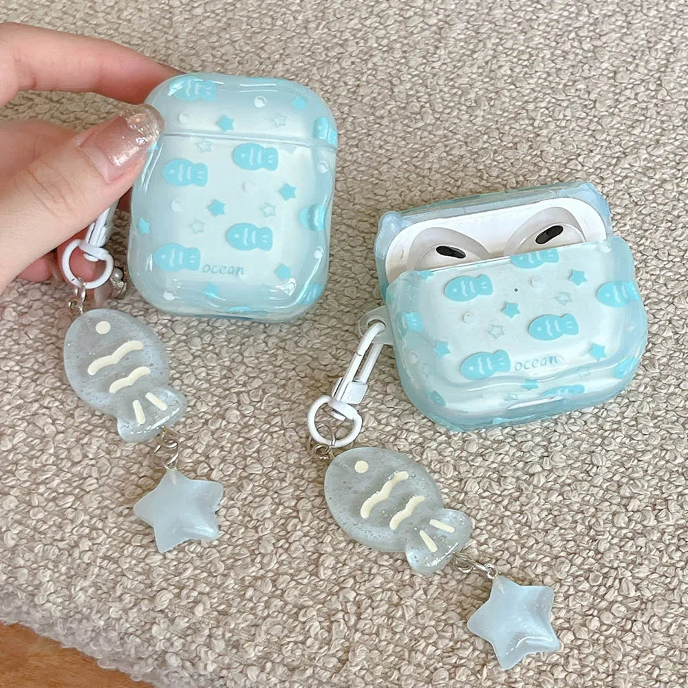 Blue Fish Star Airpods Case