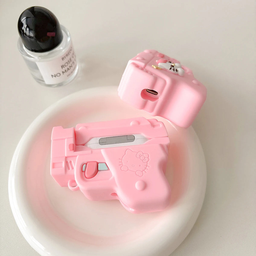 Pink Silicone Soft Gun Airpods Case