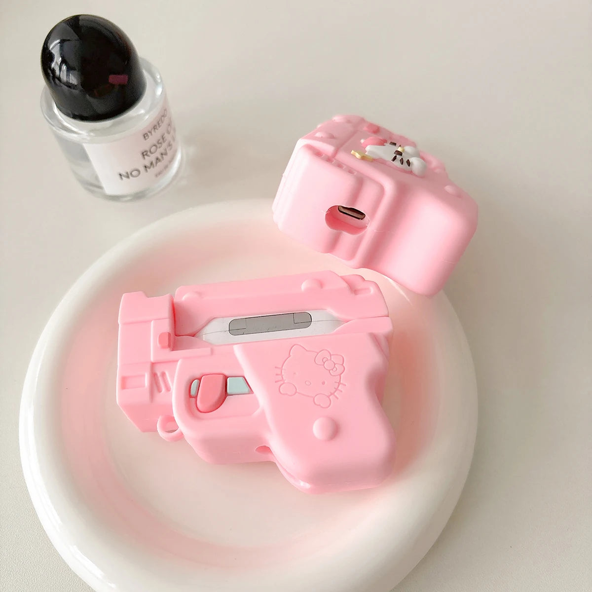 Pink Silicone Soft Gun Airpods Case
