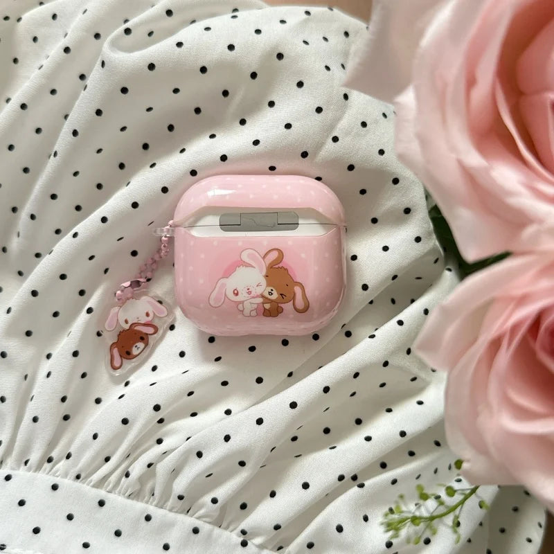 Pink Dots Sweet Rabbits Airpods Case