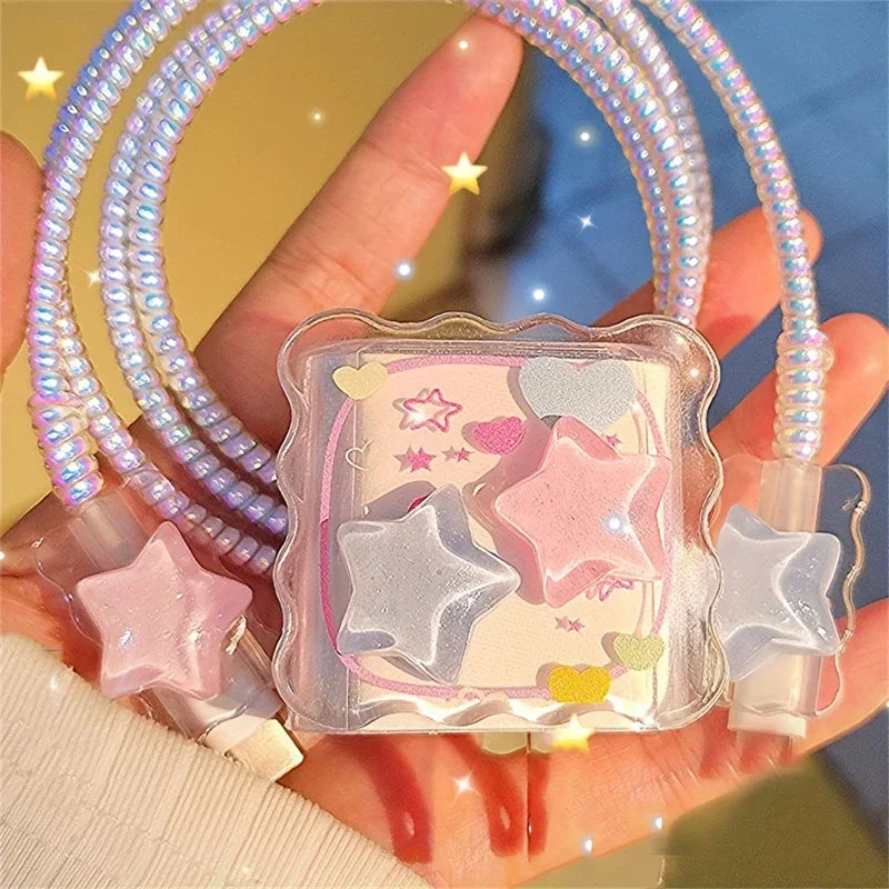 Kawaii 3D Star Heart Cable Protector Cover