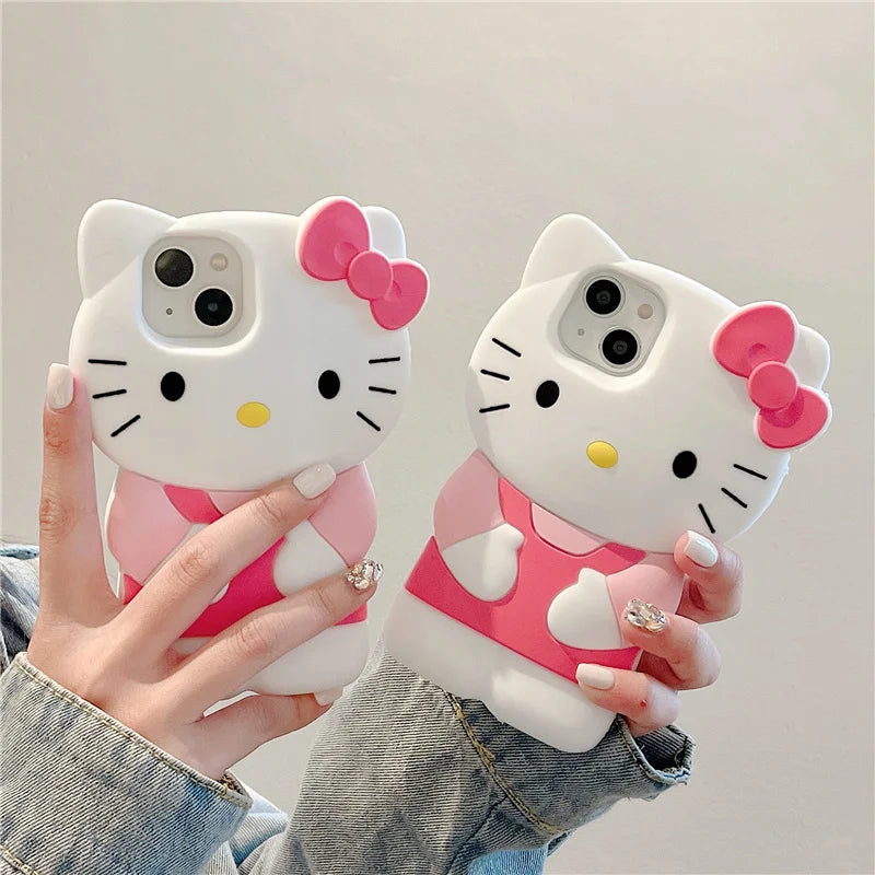 Silicone Pink Bow Phone Case