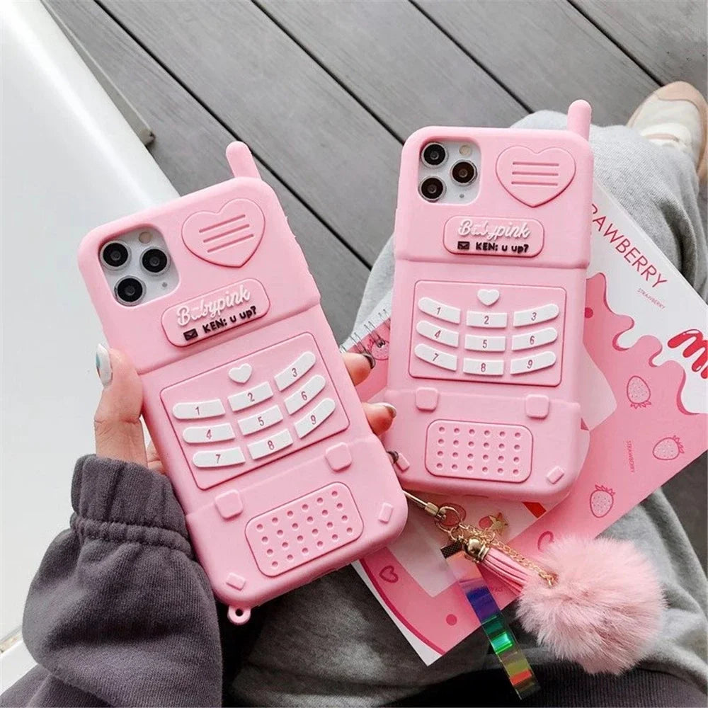 Pink Love Heart Telephone Phone Case